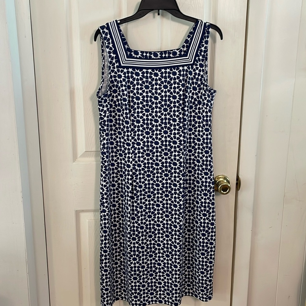 Talbots Navy and White Dress -size Medium